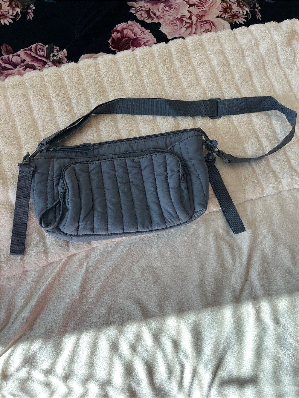 Cloud island Quilted puffer Crossbody Sling baby Bag - Gray